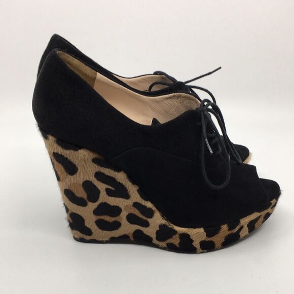 PRADA Women Black Suede Animal Cheetah Leopard Platform Ankle Bootie Sz 36.5 - Picture 14 of 17